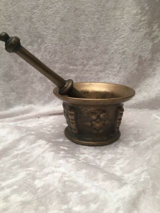 Vintage Solid Brass Mortar and Pestal Apothecary Heavy 3