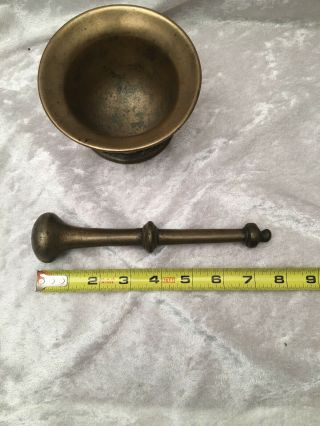 Vintage Solid Brass Mortar and Pestal Apothecary Heavy 4