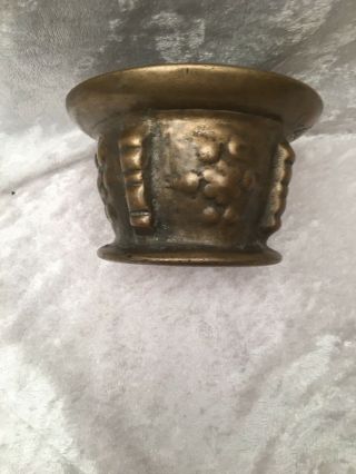 Vintage Solid Brass Mortar and Pestal Apothecary Heavy 5