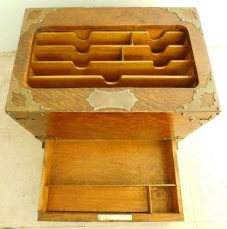 English Oak Roll Top Writers Compendium Desktop Box 1900s