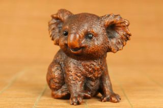 antique old boxwood koala statue figure netsuke lovely gift hand piece 3