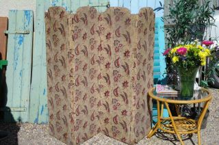 Antique Edwardian Screen Room Divider Arts And Crafts Fabric Rustic Chic