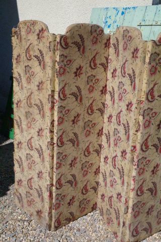 Antique Edwardian Screen Room Divider Arts And Crafts Fabric Rustic Chic 4
