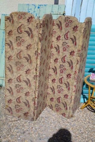 Antique Edwardian Screen Room Divider Arts And Crafts Fabric Rustic Chic 6