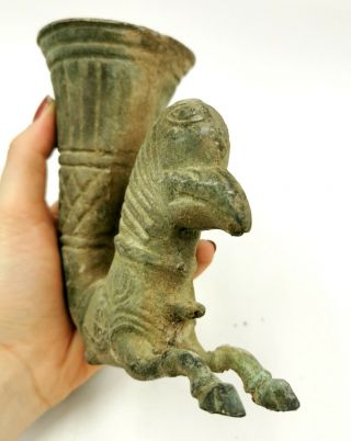Greek Archaic Ca.  1000bc Period Bronze Rhyton W/ Grypthon - Ritual Cup R493