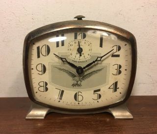 Rare Vintage Ingraham The Eagle Alarm Clock