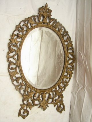 Virginia Metalcrafters Ornate Art Nouveau Brass Finish Bevel Mirror Frame