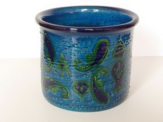 Bitossi Aldo Londi Rimini Blue Planter Pot W Paisley Rosenthal Netter Raymor 2