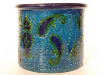 Bitossi Aldo Londi Rimini Blue Planter Pot W Paisley Rosenthal Netter Raymor 5