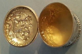 Charming Victorian 1896 silver box gold lined cherubs neptune & sea creatures 12