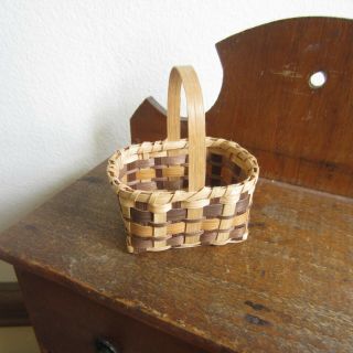 Vintage Miniature Handmade Cherokee Splint Oak Basket From North Carolina