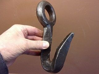 Blacksmith Forged Iron Chain Hook & Eye Old Rigging Hook Wicked Repurpose