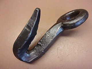 Blacksmith Forged Iron Chain Hook & Eye Old Rigging Hook Wicked Repurpose 4