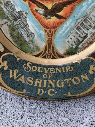 Antique Vienna Art Tin Litho Plate Souvenir Of Washington DC George & Martha, 2