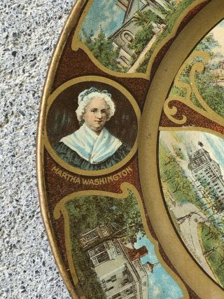 Antique Vienna Art Tin Litho Plate Souvenir Of Washington DC George & Martha, 4