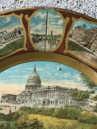 Antique Vienna Art Tin Litho Plate Souvenir Of Washington DC George & Martha, 6
