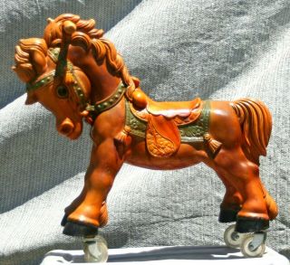 Vintage 1950 ' s Ride - On Rolling Horse,  Carousel Type - Molded Plastic - 19 