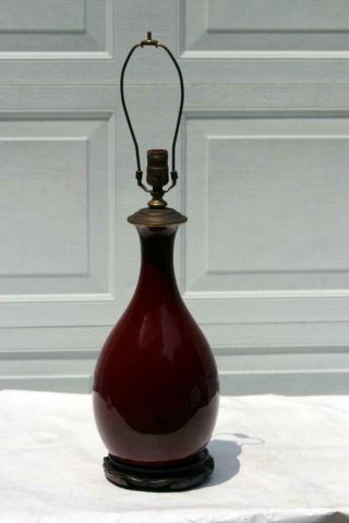 Antique Chinese Flambe Ox Blood Lamp 3