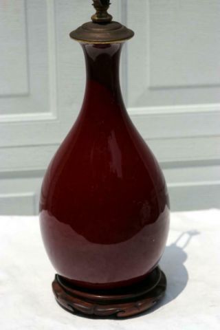 Antique Chinese Flambe Ox Blood Lamp 7