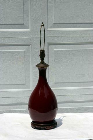 Antique Chinese Flambe Ox Blood Lamp 9