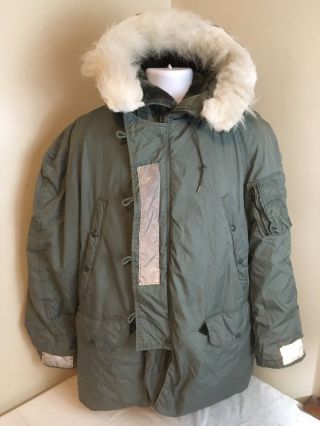 Vtg Usgi Extreme Cold Weather Parka N - 3b Olive Green Medium Fs