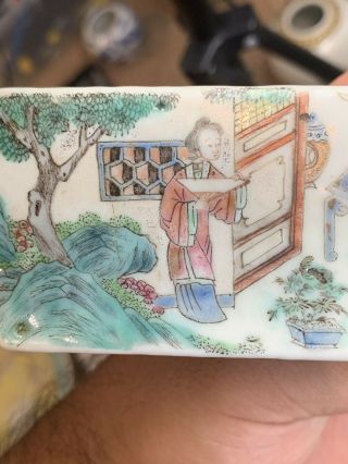 Vintage Chinese Famille Rose Box Square Handpainted/ 2