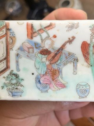 Vintage Chinese Famille Rose Box Square Handpainted/ 3