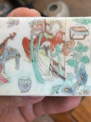 Vintage Chinese Famille Rose Box Square Handpainted/ 4