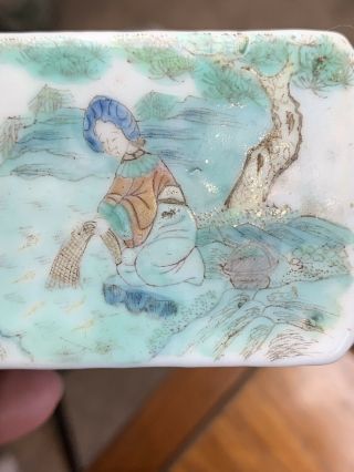 Vintage Chinese Famille Rose Box Square Handpainted/ 5