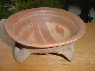 Ancient Precolumbian Tripod Bowl From Costa Rica