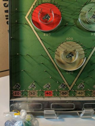 VTG 1930 ' s LINDSTROM ' S Steeple Chase Pin Ball Bagatelle Game Peg Marbles 4