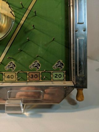 VTG 1930 ' s LINDSTROM ' S Steeple Chase Pin Ball Bagatelle Game Peg Marbles 5