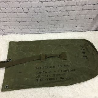 Vintage U.  S.  Military Duffle Sea Bag Name & Info Printed On Bag