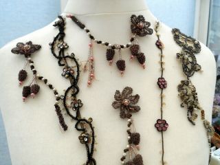 Antique 1890 - 1900 French Bead & Paste Trims From And Evening Gown For Re Use