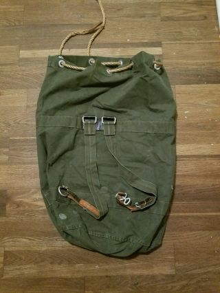 Rare Vintage Military Army Canvas And Leather Duffle Bag Rucksack Backpack