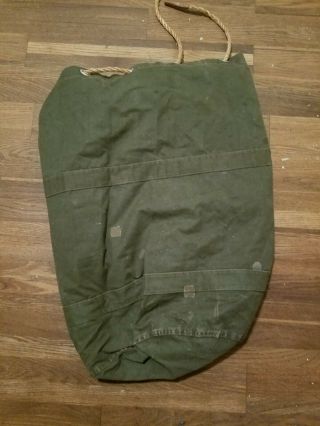 RARE Vintage Military Army Canvas and Leather Duffle Bag Rucksack BackPack 2