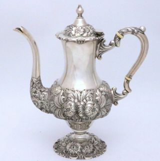 Stieff Rose Repousse Hand Chased Sterling Silver Tea / Coffee Pot