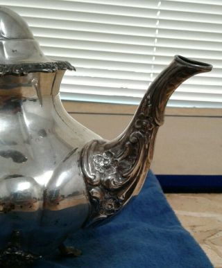 Vintage Reed & Barton Sterling Silver Georgian Rose Coffee Tea Pot 670 5