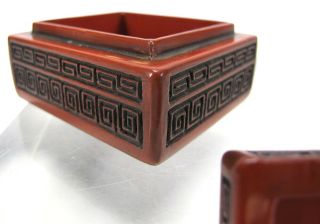 Meiji Taisho Carved Lacquer Urushi Cinnabar Suzuri Baki Box Incense Kogo 2 yqz 7