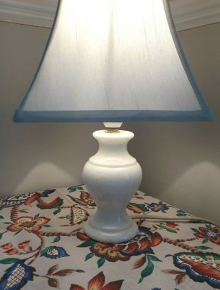 Vintage 1949 Heavy Marble Alabaster Table Lamp In Order Made In England