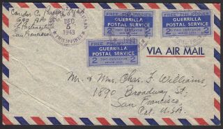 Guerrilla Postal Service Philippines Occupation Military Cover Stamps 1943 Wwii