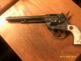 Hubley Cowboy Cap Gun Toy Western Pistol 11 - 1/2 " Revolving Cylinder