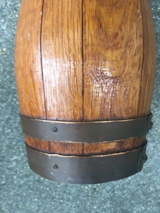 Antique Vtg Old Wood Oak Pitcher Copper Brass Wine Jug Bottle France flask RARE 5