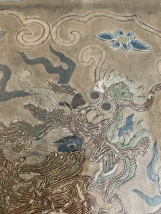 chinese antique silk hand embroidery dragon panel 10