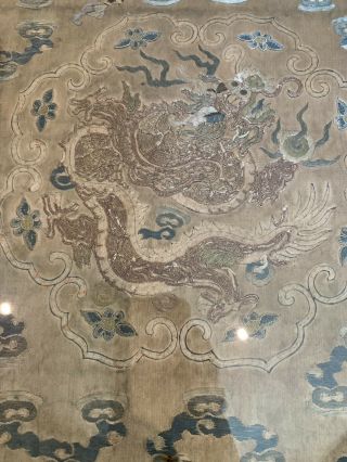 chinese antique silk hand embroidery dragon panel 2