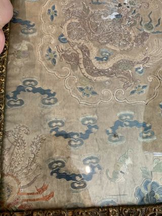 chinese antique silk hand embroidery dragon panel 5