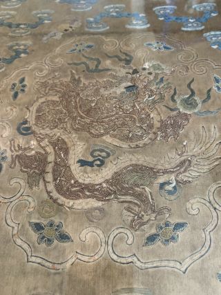 chinese antique silk hand embroidery dragon panel 8