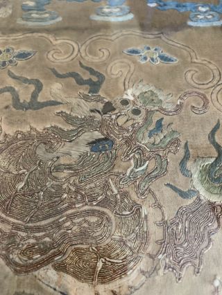 chinese antique silk hand embroidery dragon panel 9
