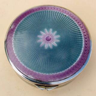 LOVELY LARGE CIRCULAR GERMAN SOLID SILVER GUILLOCHE ENAMEL BOX,  C1900 3