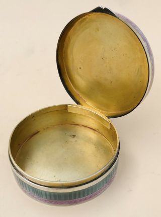 LOVELY LARGE CIRCULAR GERMAN SOLID SILVER GUILLOCHE ENAMEL BOX,  C1900 8